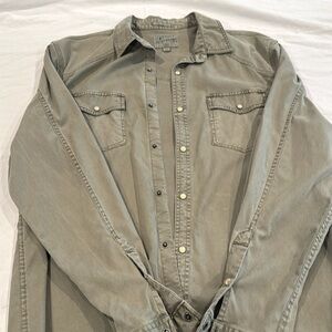 Mens vintage lucky brand Saturday stretch western shirt olive size large